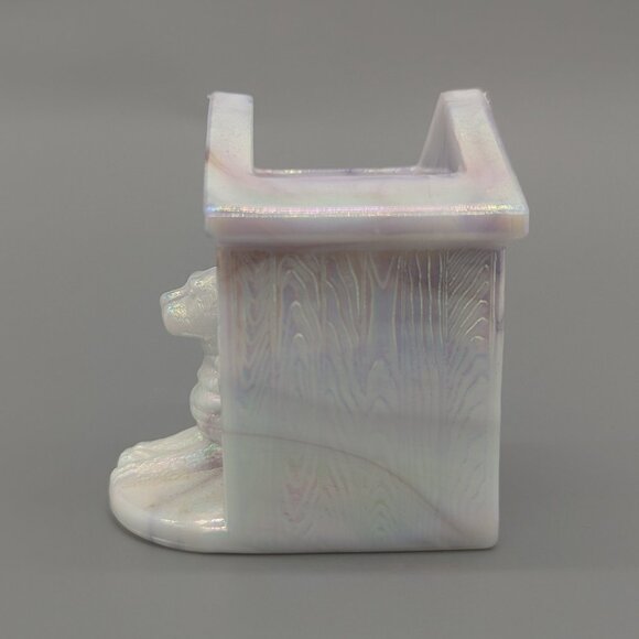 Westmoreland Summit Art Glass Dog House Doghouse Purple White Slag Toothpick - Picture 2 of 7